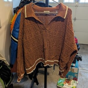 Women's Crochet Crop Sweater 2x